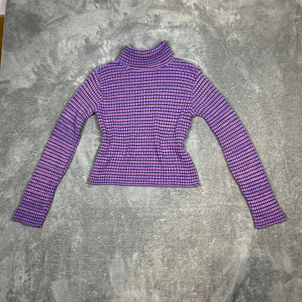 Vintage 90s Absolutely Knit Sweater Womens S Multicolor Turtleneck Y2K